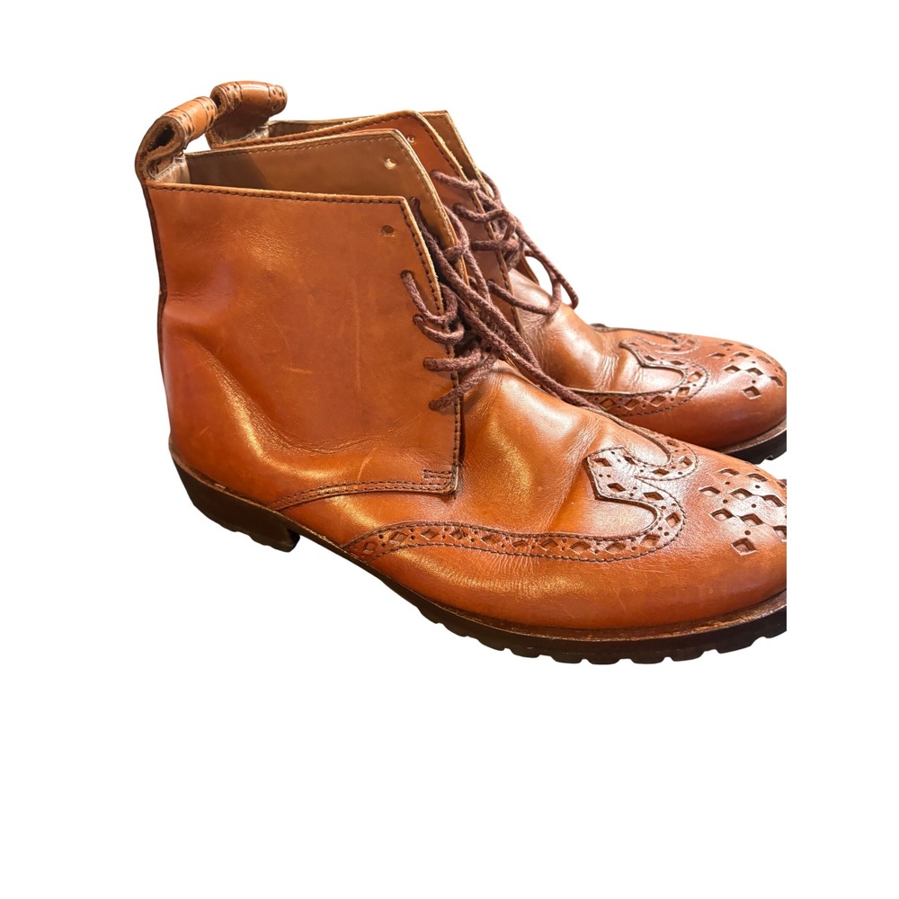 Cumbres Toltec Mens Brown Leather Wingtip Brogue Ankle Boots Size 9D FG-071/8